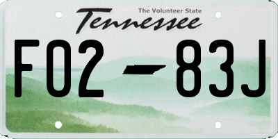 TN license plate F0283J