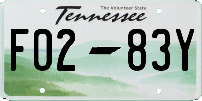 TN license plate F0283Y