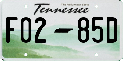 TN license plate F0285D