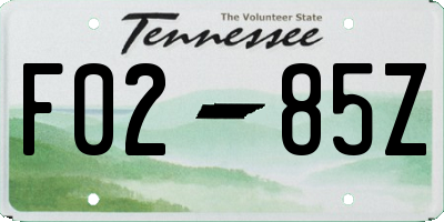 TN license plate F0285Z