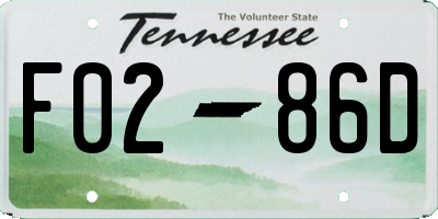 TN license plate F0286D