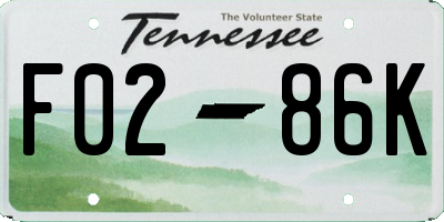 TN license plate F0286K