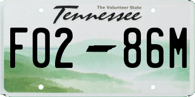 TN license plate F0286M