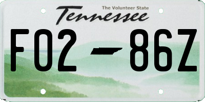 TN license plate F0286Z