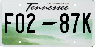 TN license plate F0287K