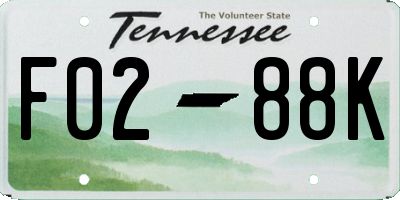 TN license plate F0288K