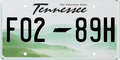 TN license plate F0289H