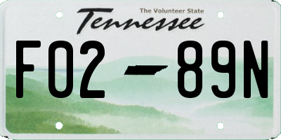 TN license plate F0289N