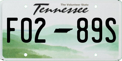 TN license plate F0289S