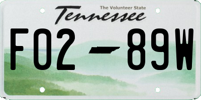 TN license plate F0289W