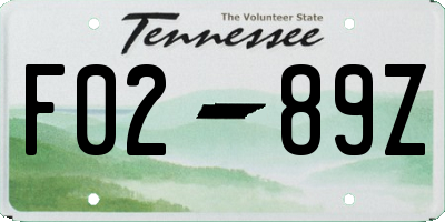 TN license plate F0289Z