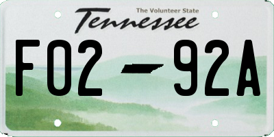 TN license plate F0292A
