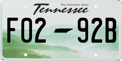 TN license plate F0292B