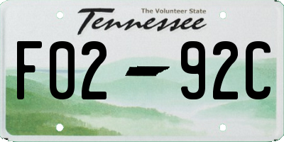 TN license plate F0292C