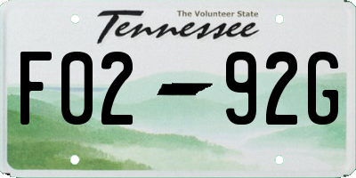TN license plate F0292G