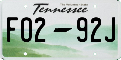 TN license plate F0292J