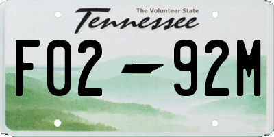 TN license plate F0292M