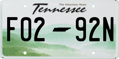 TN license plate F0292N
