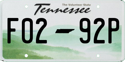 TN license plate F0292P