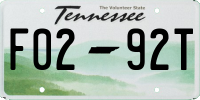 TN license plate F0292T