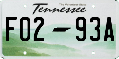 TN license plate F0293A