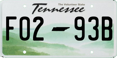 TN license plate F0293B