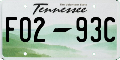 TN license plate F0293C