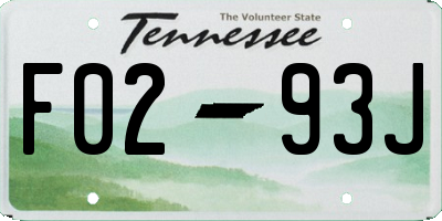 TN license plate F0293J