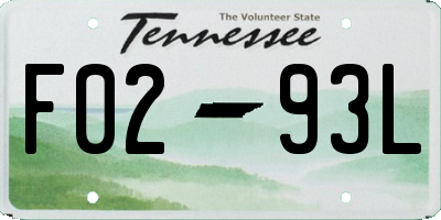 TN license plate F0293L