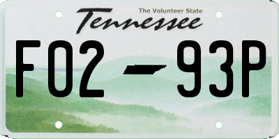 TN license plate F0293P