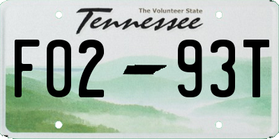 TN license plate F0293T