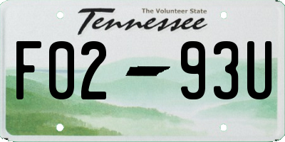 TN license plate F0293U