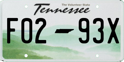 TN license plate F0293X