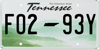 TN license plate F0293Y