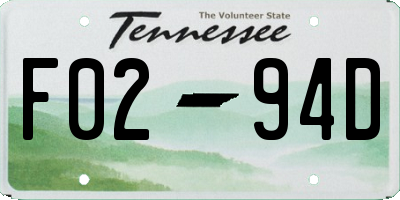 TN license plate F0294D