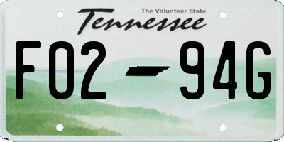 TN license plate F0294G