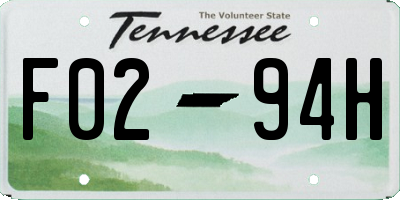 TN license plate F0294H