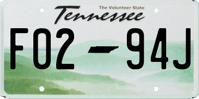 TN license plate F0294J