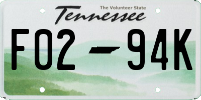 TN license plate F0294K