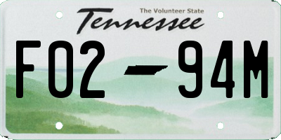 TN license plate F0294M