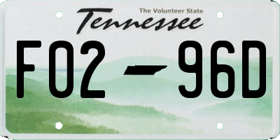 TN license plate F0296D