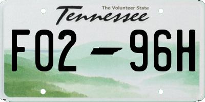 TN license plate F0296H