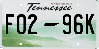 TN license plate F0296K