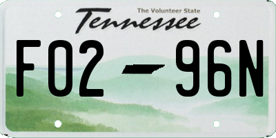TN license plate F0296N