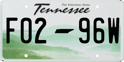TN license plate F0296W