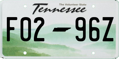 TN license plate F0296Z