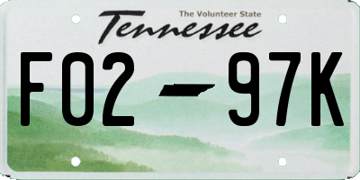 TN license plate F0297K