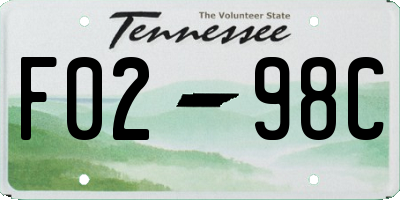 TN license plate F0298C