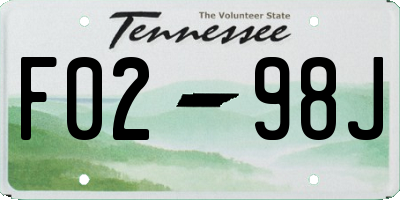 TN license plate F0298J