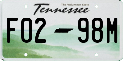 TN license plate F0298M